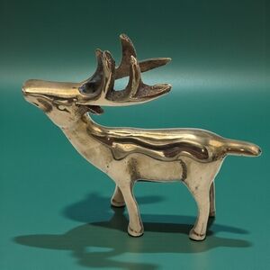 Vintage Leonard Solid Brass Deer/Stag Figurine Korea Mid Century Modern Decor